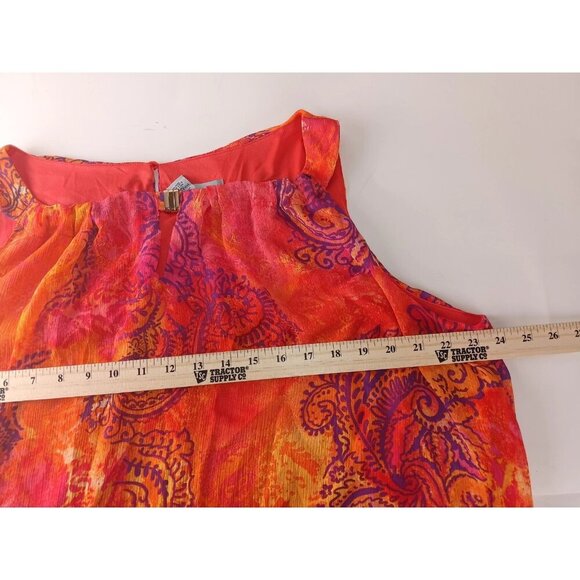 Catherines Women Maxi Dress Orange Red Paisley Sleeveless Stretch Lined Plus 2X - Picture 6 of 9